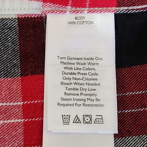 Eddie Bauer Relaxed Fit Cotton Flannel Button  Up in Red Black White Plaid 2XL - Picture 7 of 8